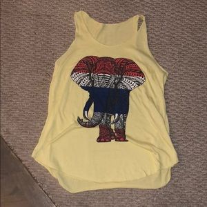 Yellow Tank Top with Cool Elephant Pattern Design